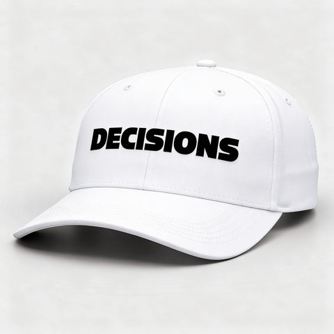 Decisions Logo White Baseball Cap